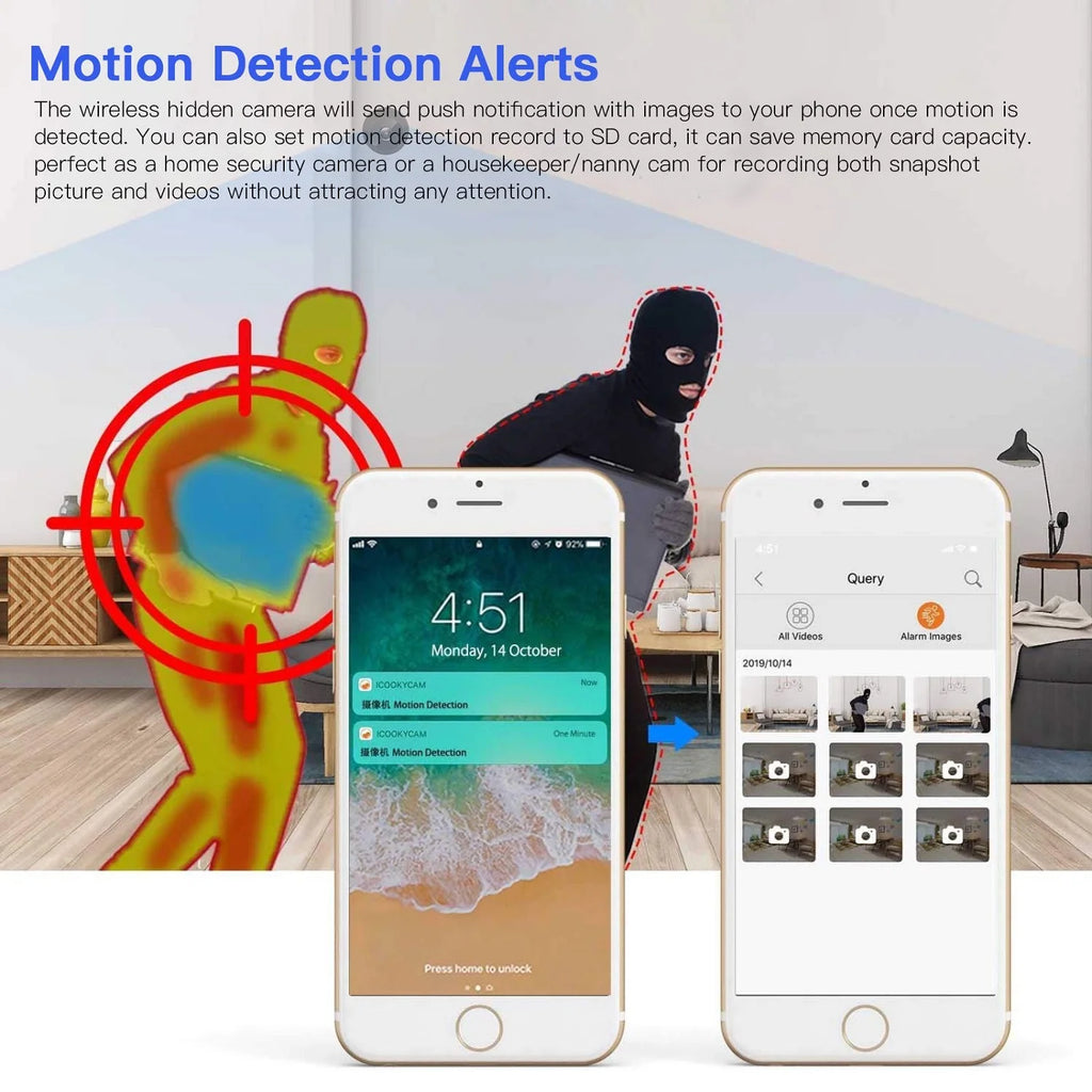SZDUDU Mini Wireless Security Camera, Full HD 720P Portable Small HD