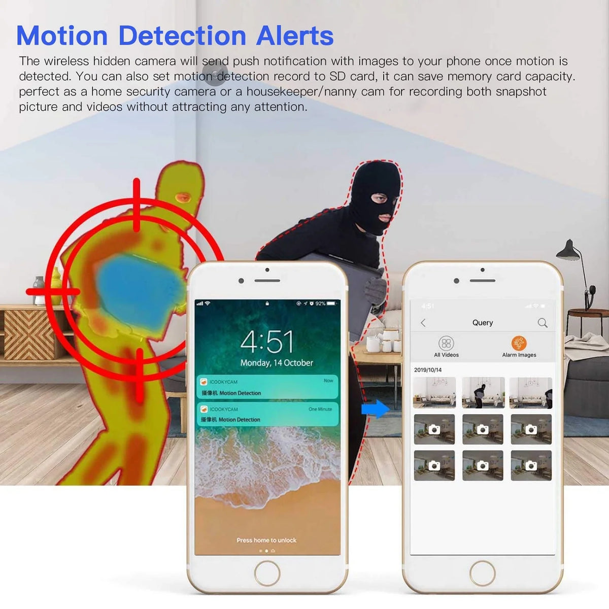 SZDUDU Mini Wireless Security Camera, Full HD 720P Portable Small HD