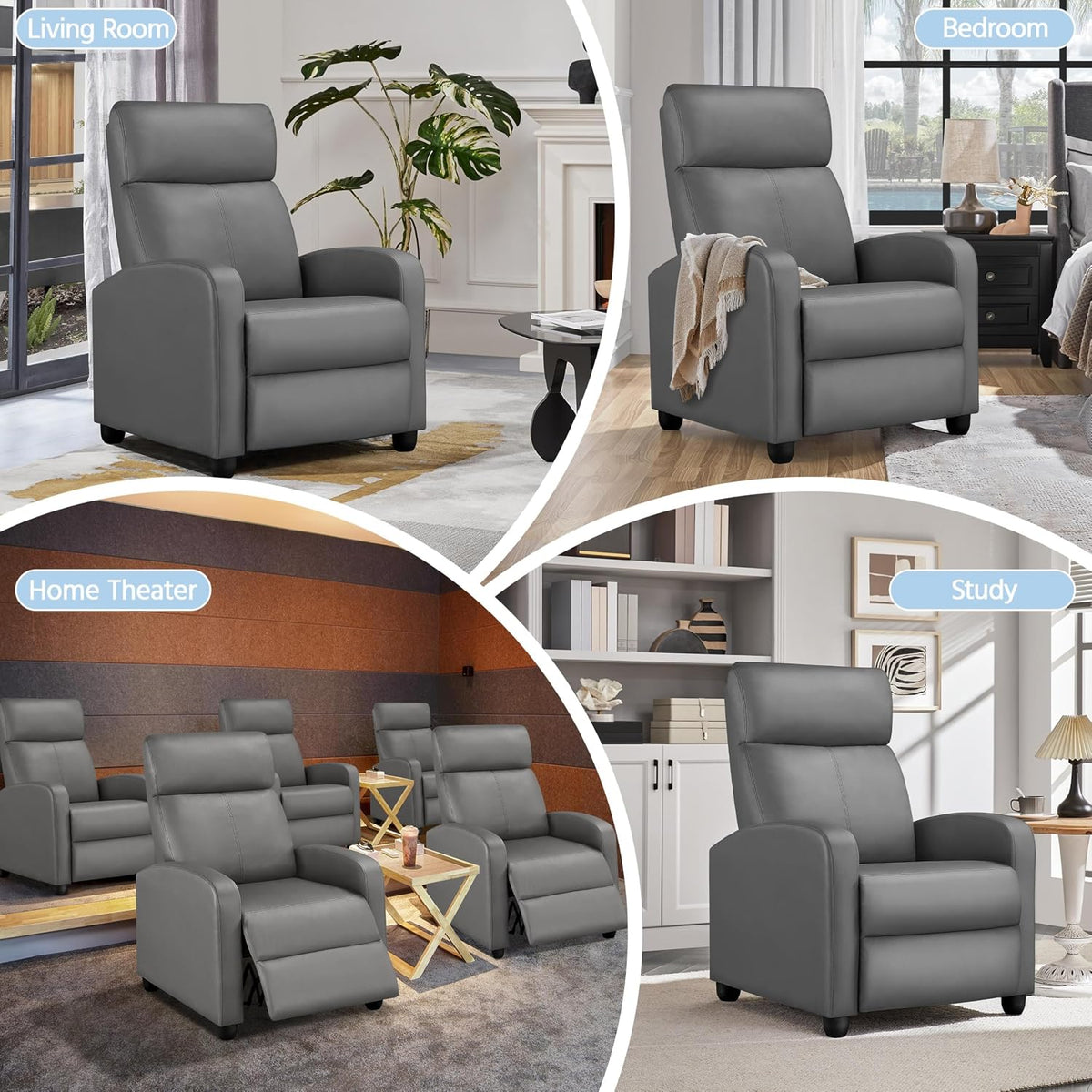 Yaheetech Recliner Chair Set of 2 Faux Leather Home Theater Seating