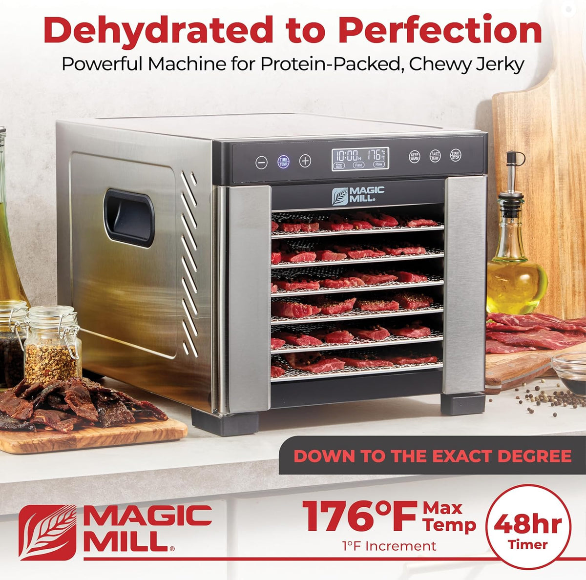Pro Food Dehydrator Machine 7 XL Stainless Steel Trays Dryer for Jerky,