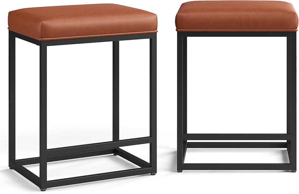 Counter Height Bar Stools Set of 2, Kitchen Backless Barstools 24 Inch