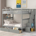 Bunk Beds Full over Full Size, Solid Wood Full Bunk Beds with Drawers