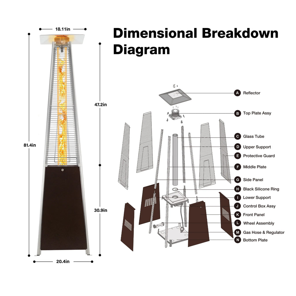 Patio Heater, 48000 BTU Outdoor Pyramid Patio Heater for Outdoor Use,