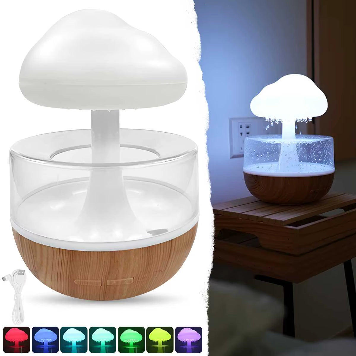 Rain Cloud Humidifier Rain Colorful Mushroom Cloud Raindrop Atmosphere