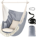 Hammock Chair Max 500 Lbs 2 Cushions Spreader Bar Strap Carabiner