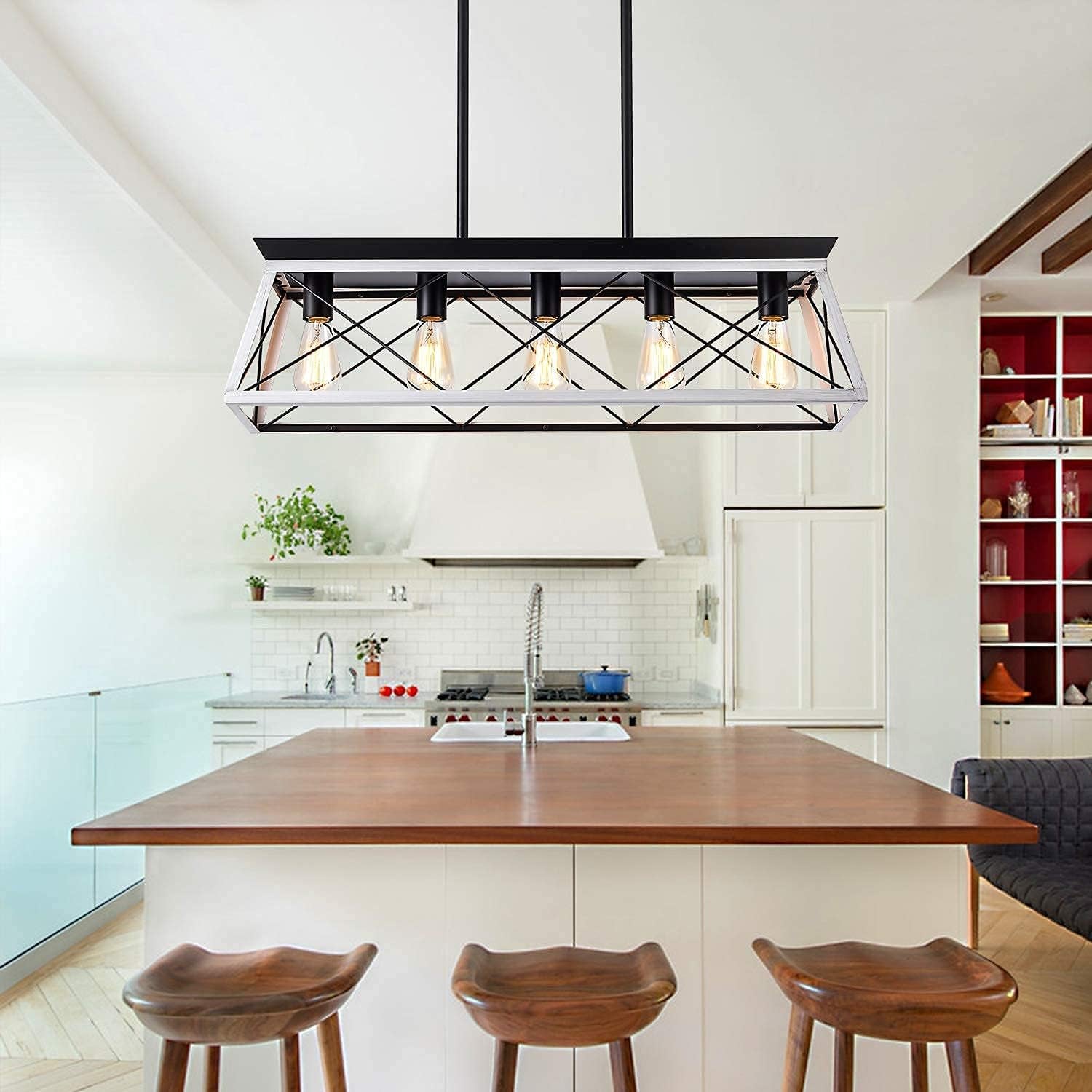 5-Light Pendant Lights Fixture, Farmhouse Chandeliers for Dining Room,
