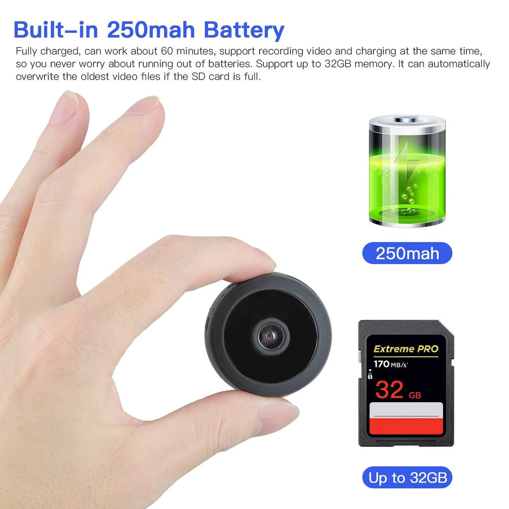 SZDUDU Mini Wireless Security Camera, Full HD 720P Portable Small HD