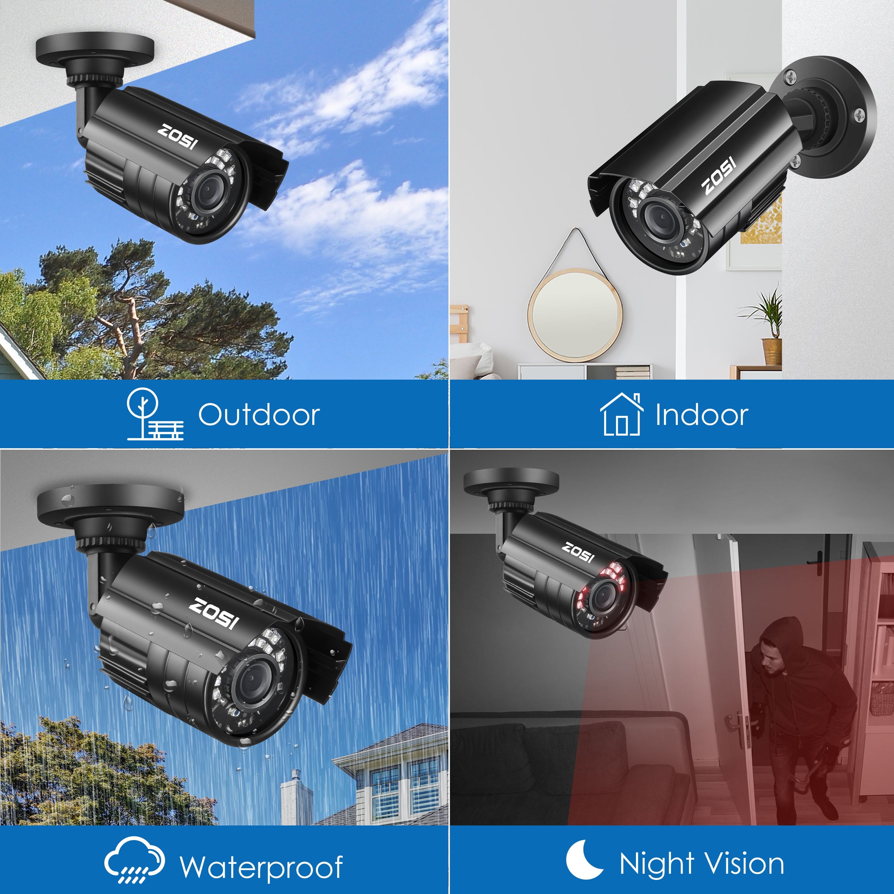 1080P HD TVI Security Camera, 4 in 1 Wired Security Camera
