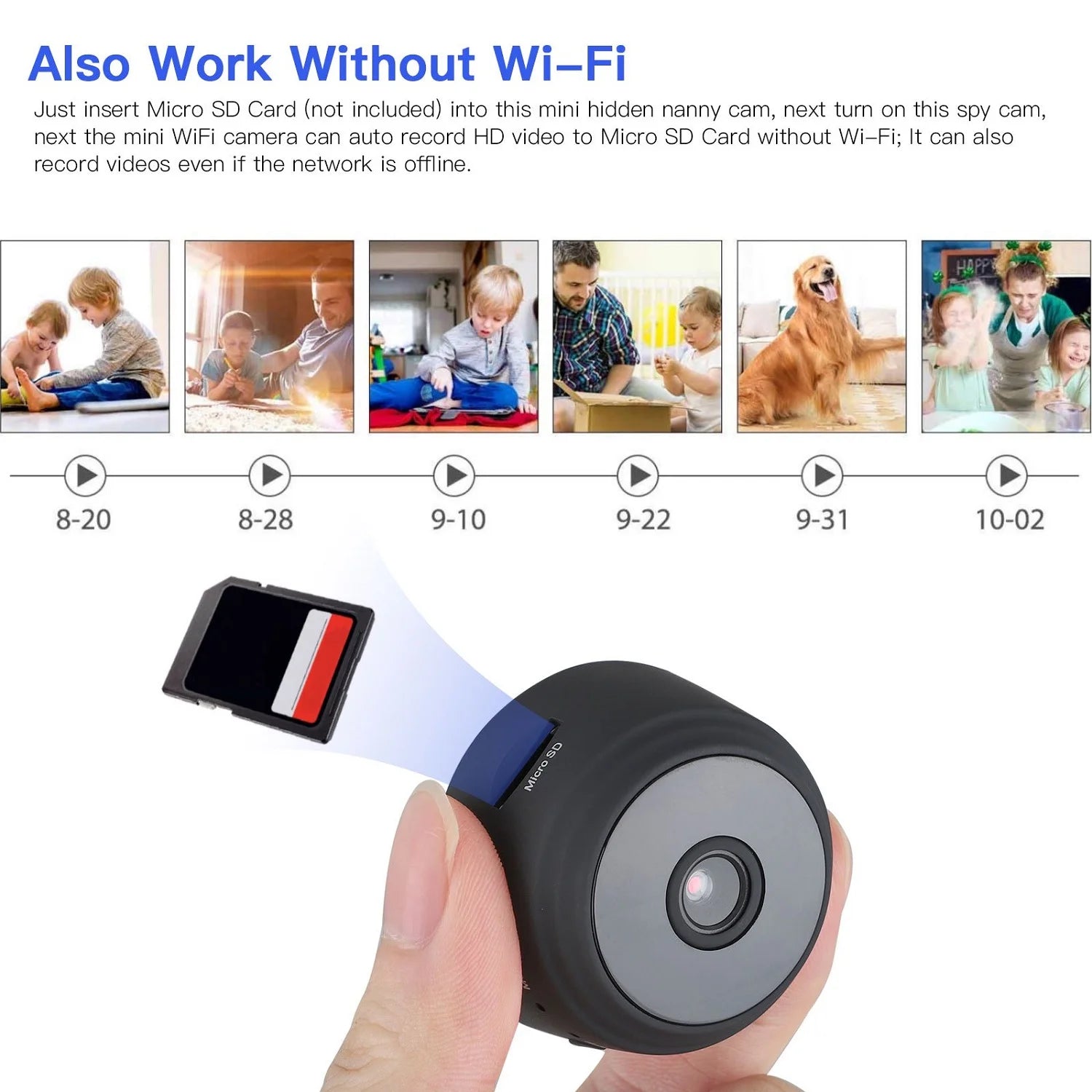 SZDUDU Mini Wireless Security Camera, Full HD 720P Portable Small HD