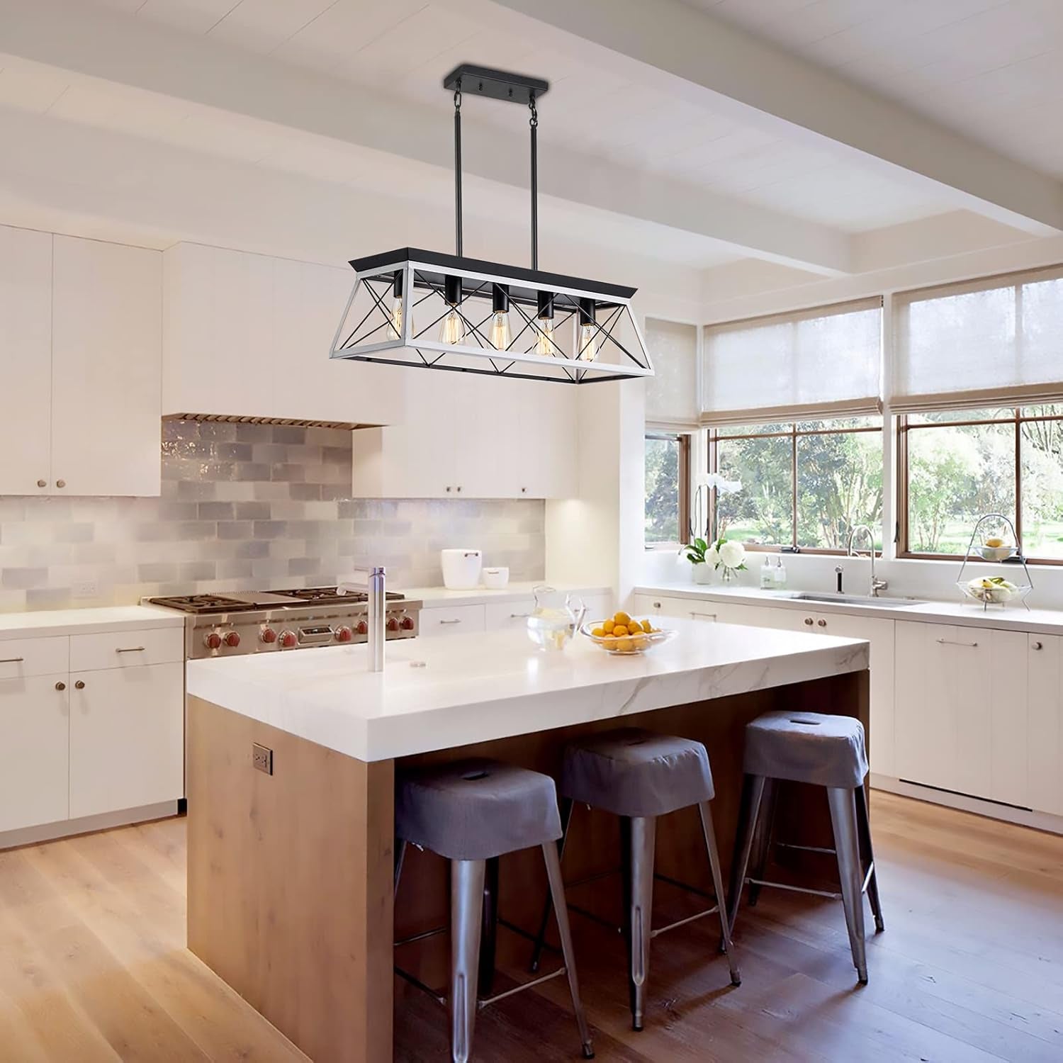 5-Light Pendant Lights Fixture, Farmhouse Chandeliers for Dining Room,