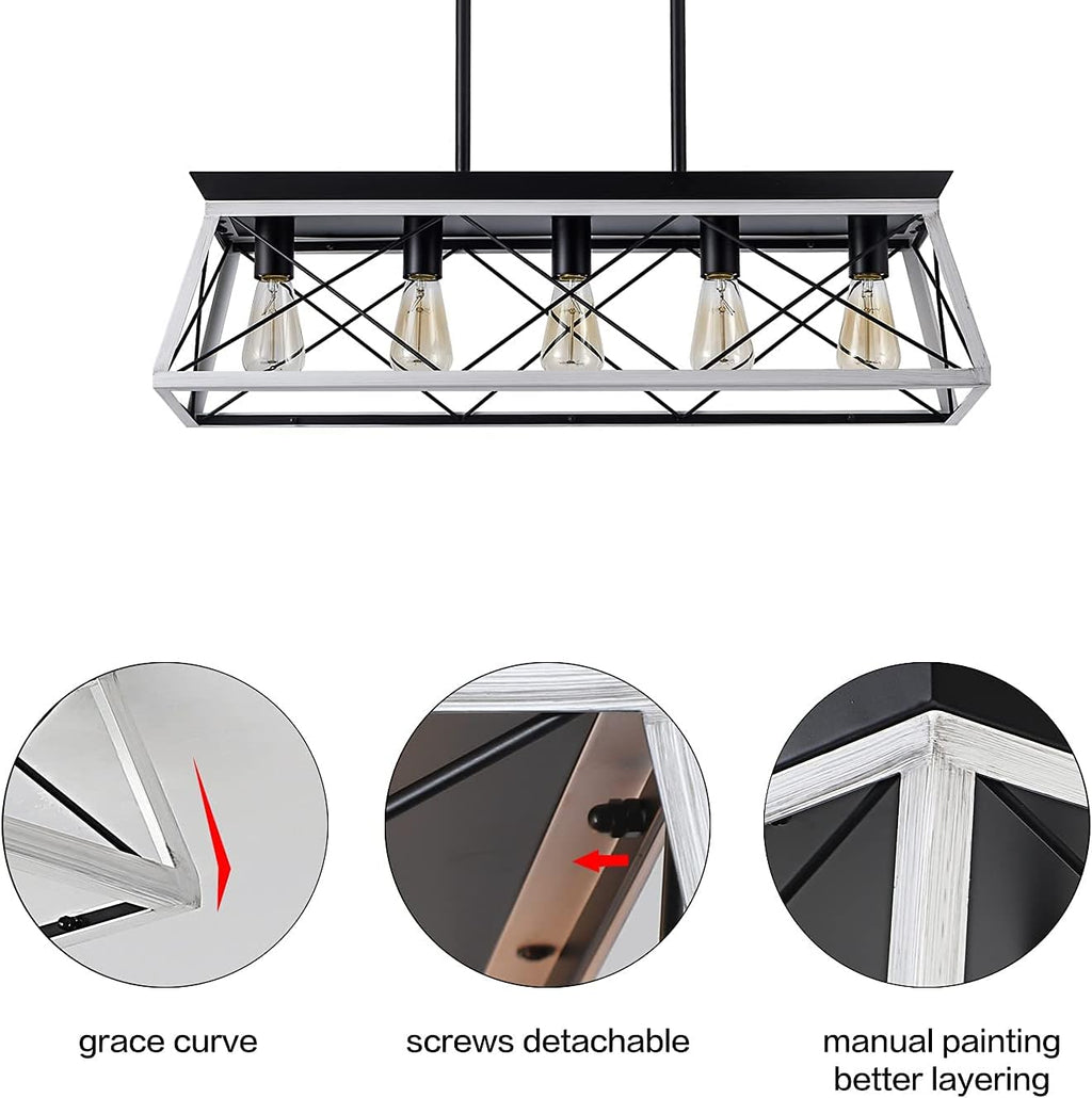 5-Light Pendant Lights Fixture, Farmhouse Chandeliers for Dining Room,