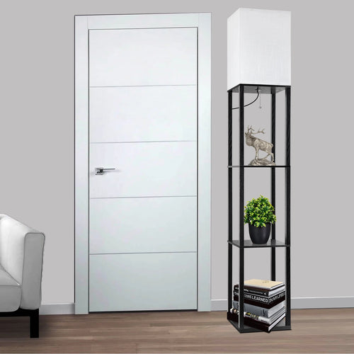 63" Shelf Floor Lamps with Shelves for Living Room Bedroom Office Wood