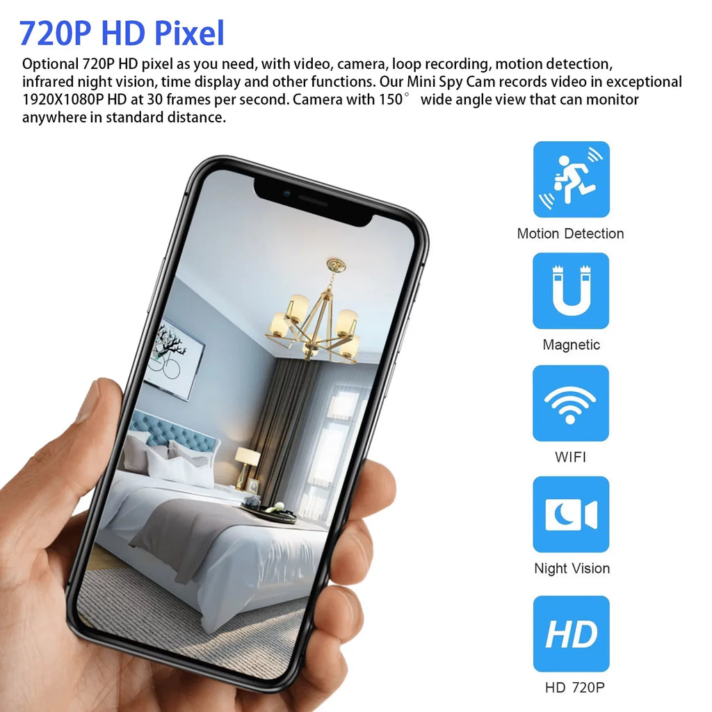 SZDUDU Mini Wireless Security Camera, Full HD 720P Portable Small HD