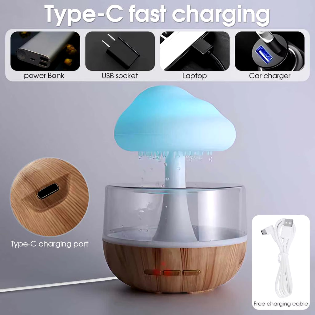Rain Cloud Humidifier Rain Colorful Mushroom Cloud Raindrop Atmosphere